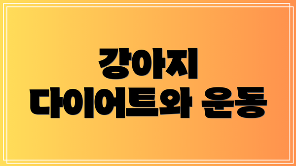 강아지 다이어트와 운동