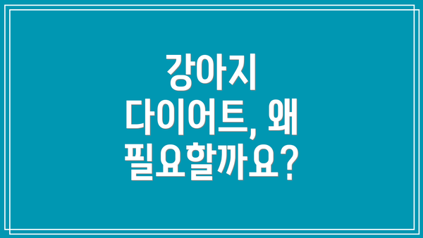 강아지 다이어트, 왜 필요할까요?