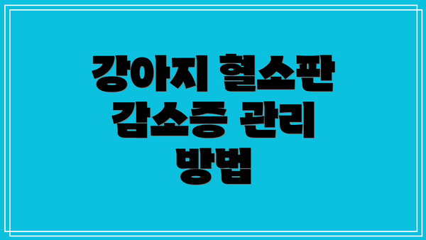 강아지 혈소판 감소증 관리 방법