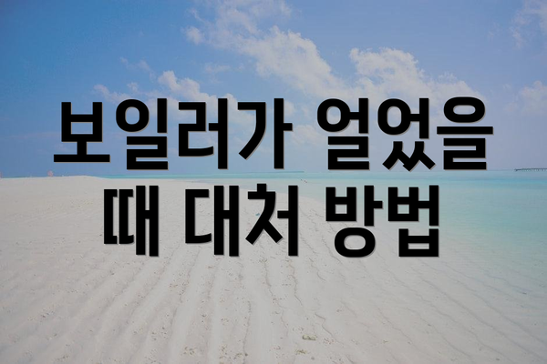 보일러가 얼었을 때 대처 방법