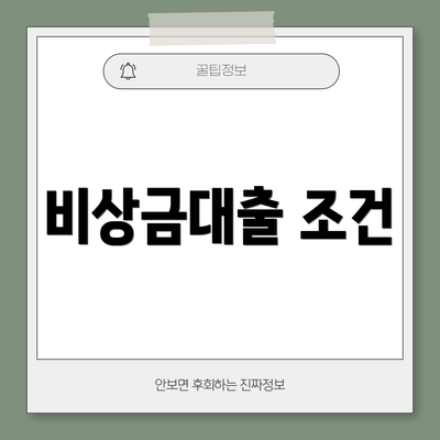 비상금대출 조건