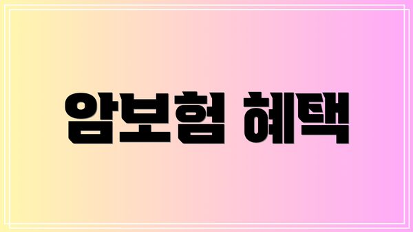 암보험 혜택