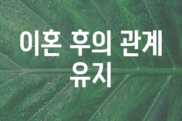 이혼 후의 관계 유지