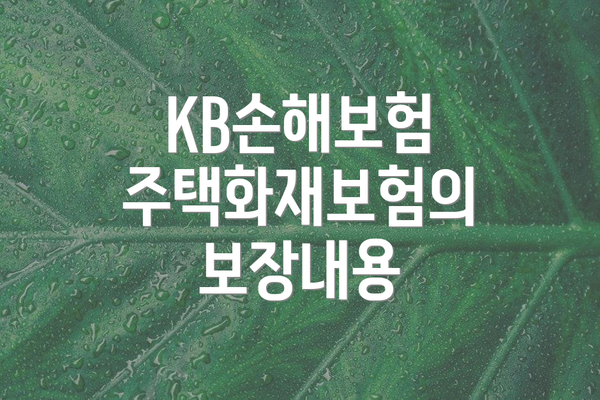 KB손해보험 주택화재보험의 보장내용