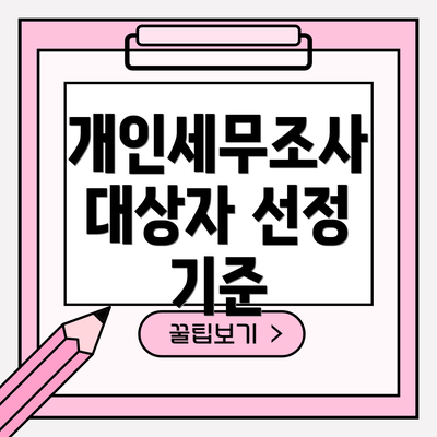 개인세무조사 대상자 선정 기준