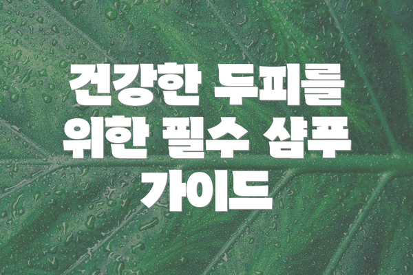 건강한 두피를 위한 필수 샴푸 가이드