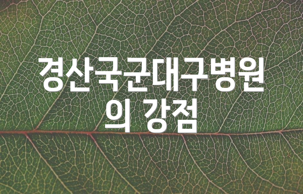 경산국군대구병원의 강점