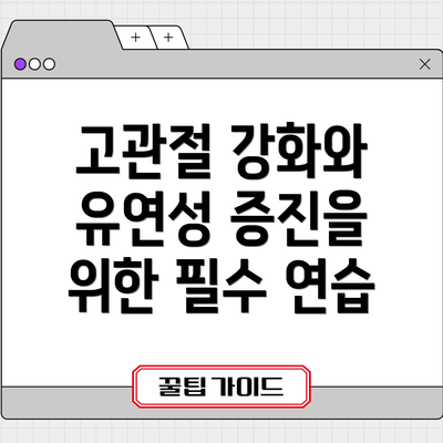 고관절 강화와 유연성 증진을 위한 필수 연습