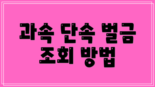과속 단속 벌금 조회 방법