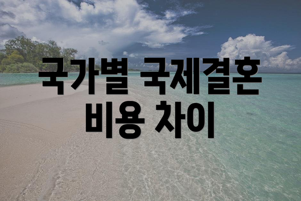 국가별 국제결혼 비용 차이