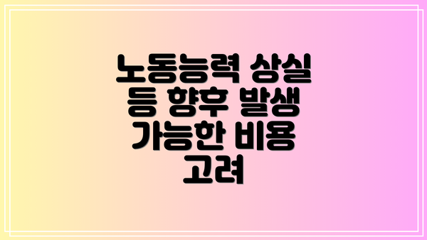 노동능력 상실 등 향후 발생 가능한 비용 고려