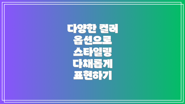 다양한 컬러 옵션으로 스타일링 다채롭게 표현하기