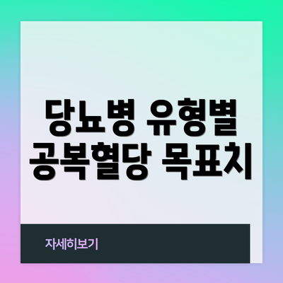 당뇨병 유형별 공복혈당 목표치
