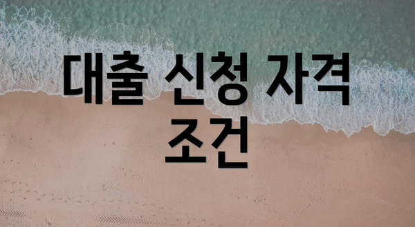 대출 신청 자격 조건