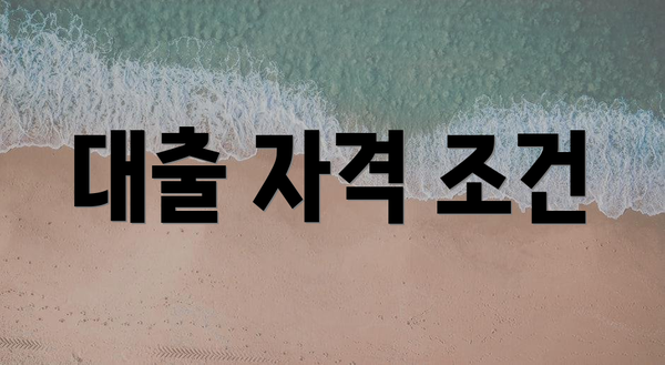 대출 자격 조건