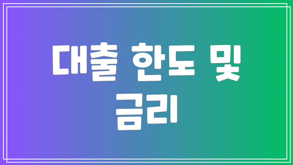 대출 한도 및 금리