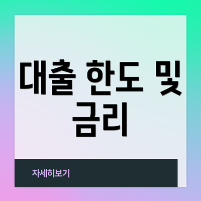 대출 한도 및 금리