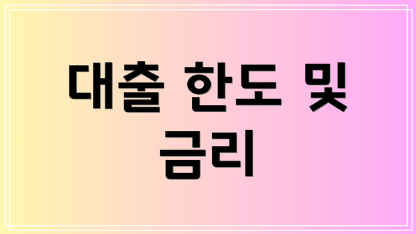 대출 한도 및 금리