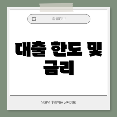 대출 한도 및 금리