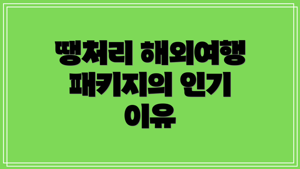 땡처리 해외여행 패키지의 인기 이유
