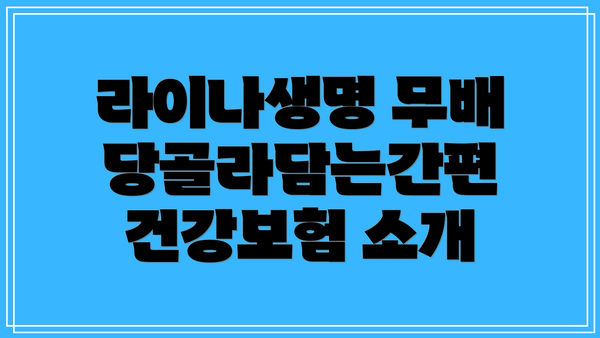 라이나생명 무배당골라담는간편 건강보험 소개
