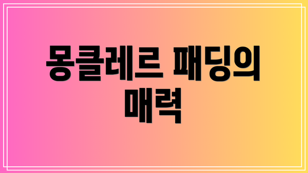 몽클레르 패딩의 매력