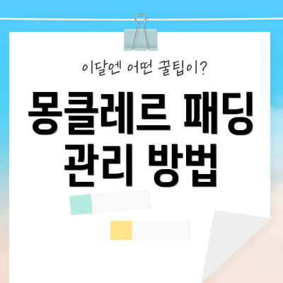 몽클레르 패딩 관리 방법