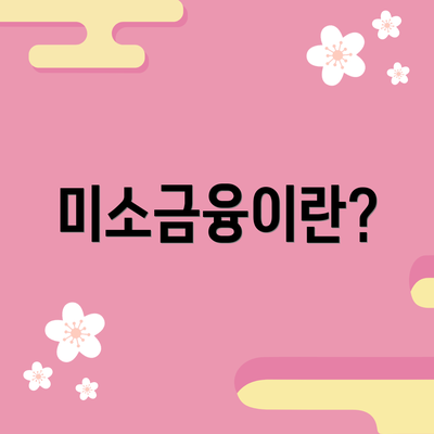 미소금융이란?