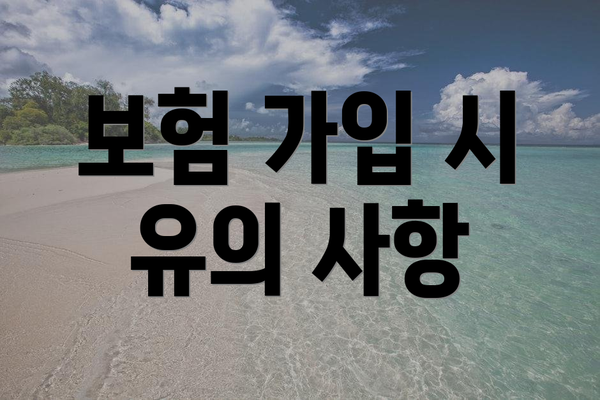 보험 가입 시 유의 사항
