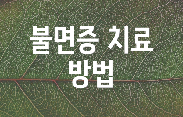 불면증 치료 방법