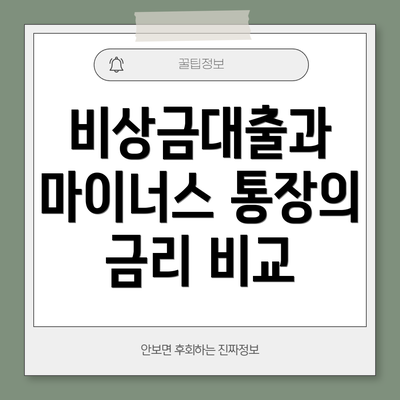 비상금대출과 마이너스 통장의 금리 비교