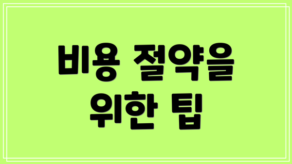 비용 절약을 위한 팁