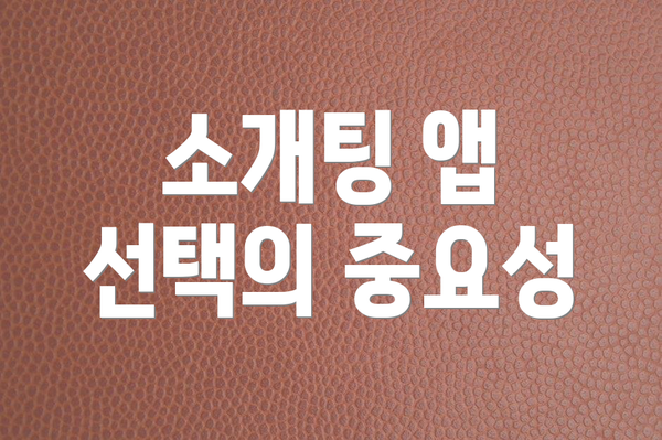 소개팅 앱 선택의 중요성