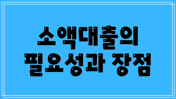 소액대출의 필요성과 장점
