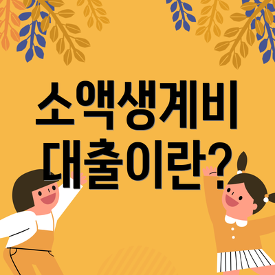 소액생계비 대출이란?