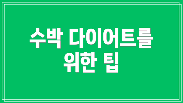 수박 다이어트를 위한 팁