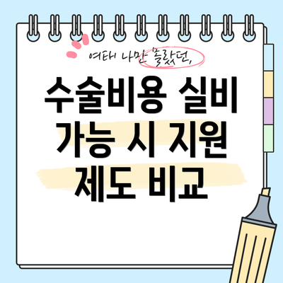 수술비용 실비 가능 시 지원 제도 비교