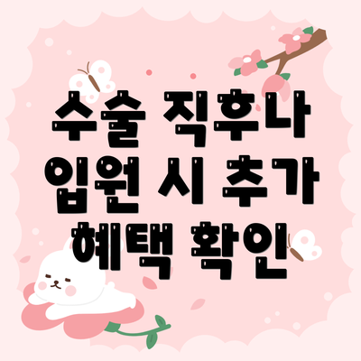 수술 직후나 입원 시 추가 혜택 확인