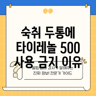 숙취 두통에 타이레놀 500 사용 금지 이유