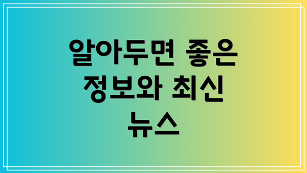 알아두면 좋은 정보와 최신 뉴스