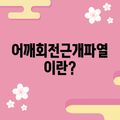 어깨회전근개파열이란?
