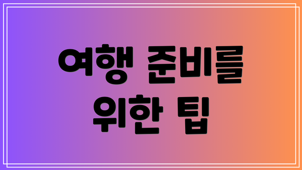 여행 준비를 위한 팁