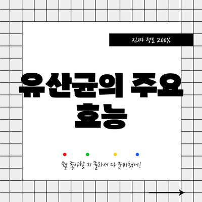 유산균의 주요 효능