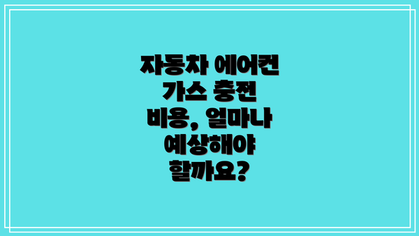 자동차 에어컨 가스 충전 비용, 얼마나 예상해야 할까요?