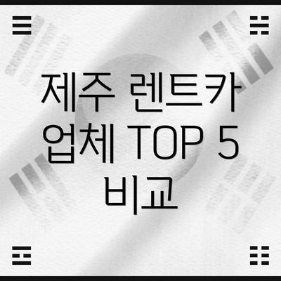 제주 렌트카 업체 TOP 5 비교