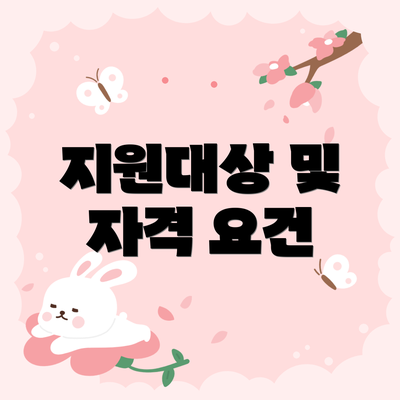 지원대상 및 자격 요건