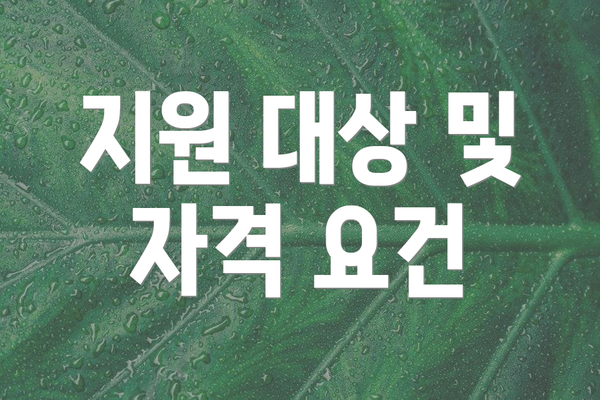 지원 대상 및 자격 요건
