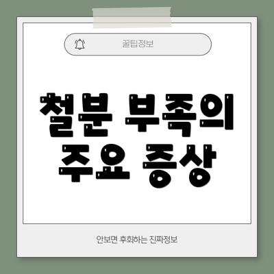 철분 부족의 주요 증상