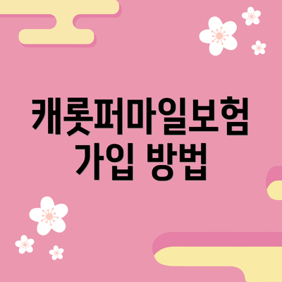 캐롯퍼마일보험 가입 방법