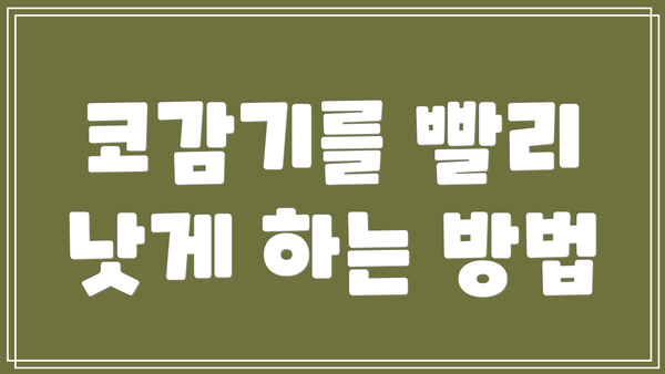 코감기를 빨리 낫게 하는 방법